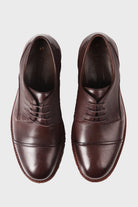 Casual 100% Genuine Leather Brown Cap Toe Lace-Up Shoes