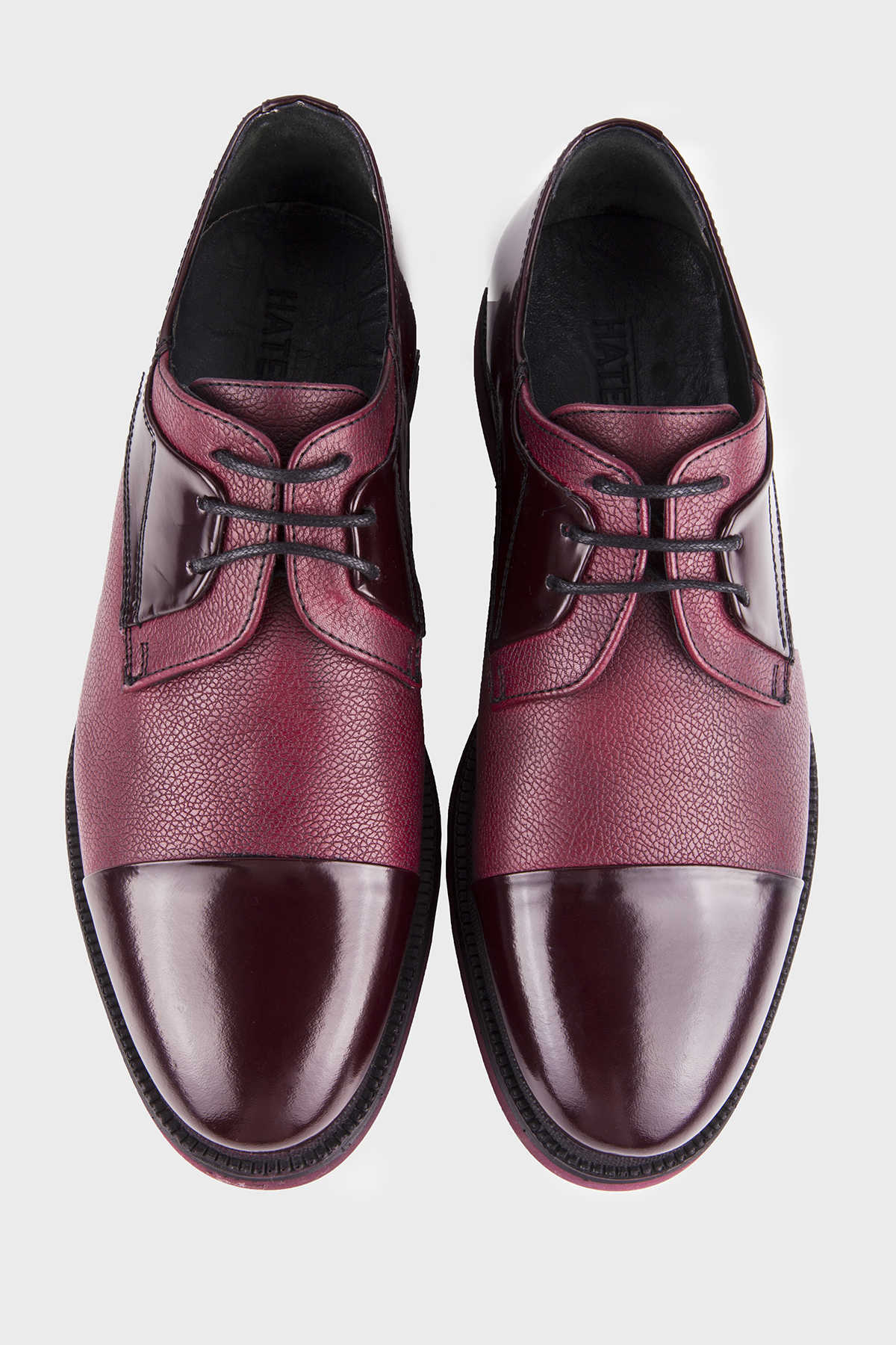 Casual 100% Genuine Leather Burgundy Lace-Up Shoes - MIB