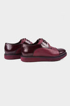 Casual 100% Genuine Leather Burgundy Lace-Up Shoes - MIB