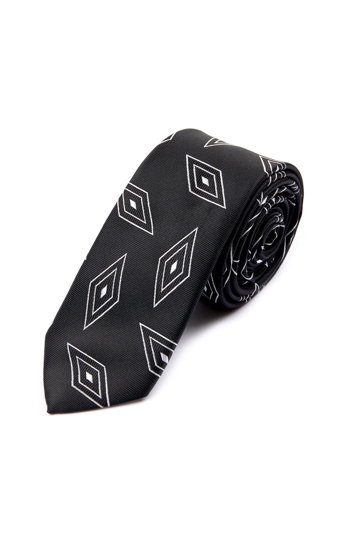 Casual 2.5-inch Black Slim Diamond Tie - MIB