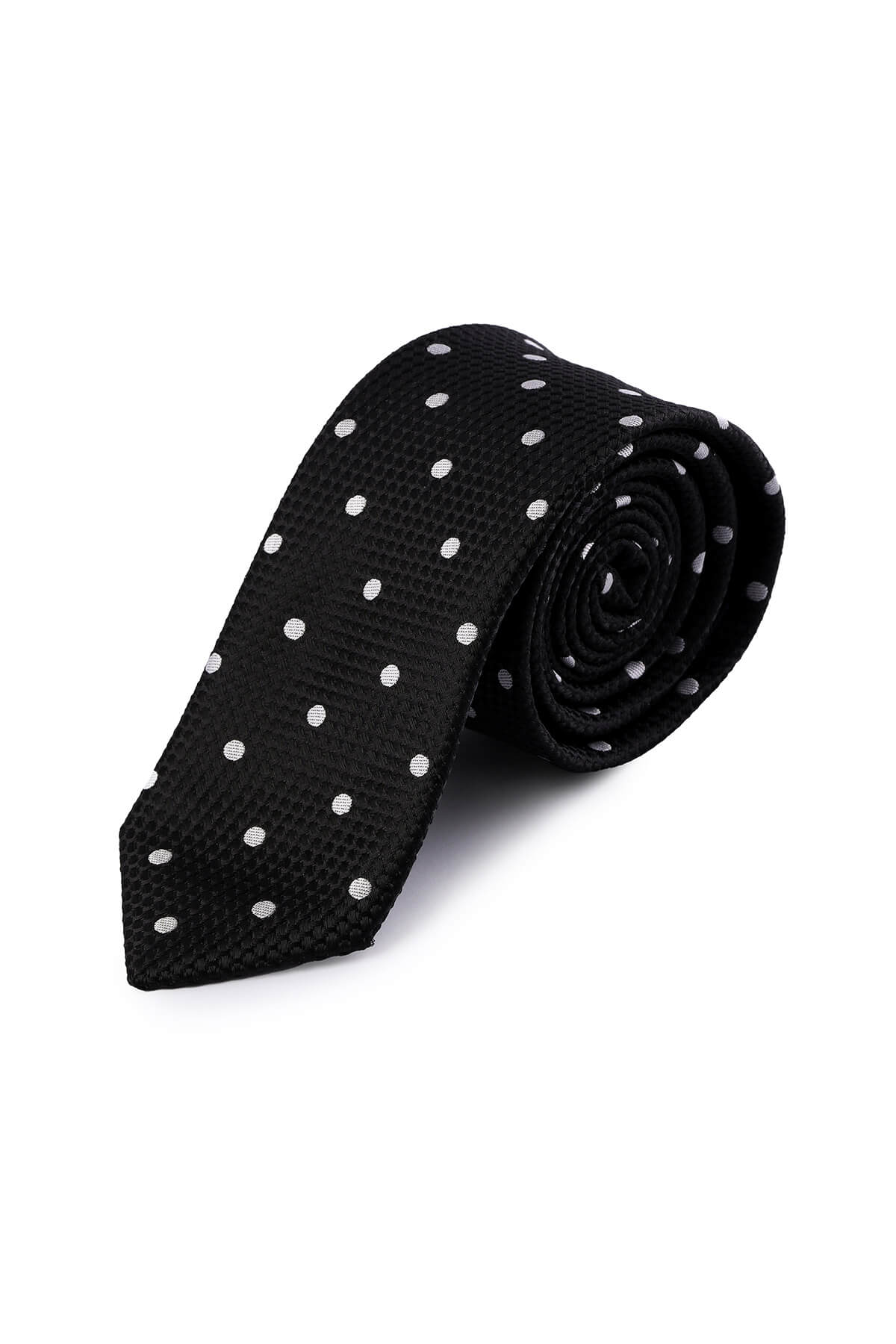 Casual 2.5-inch Black Slim Dot and Check Tie - MIB