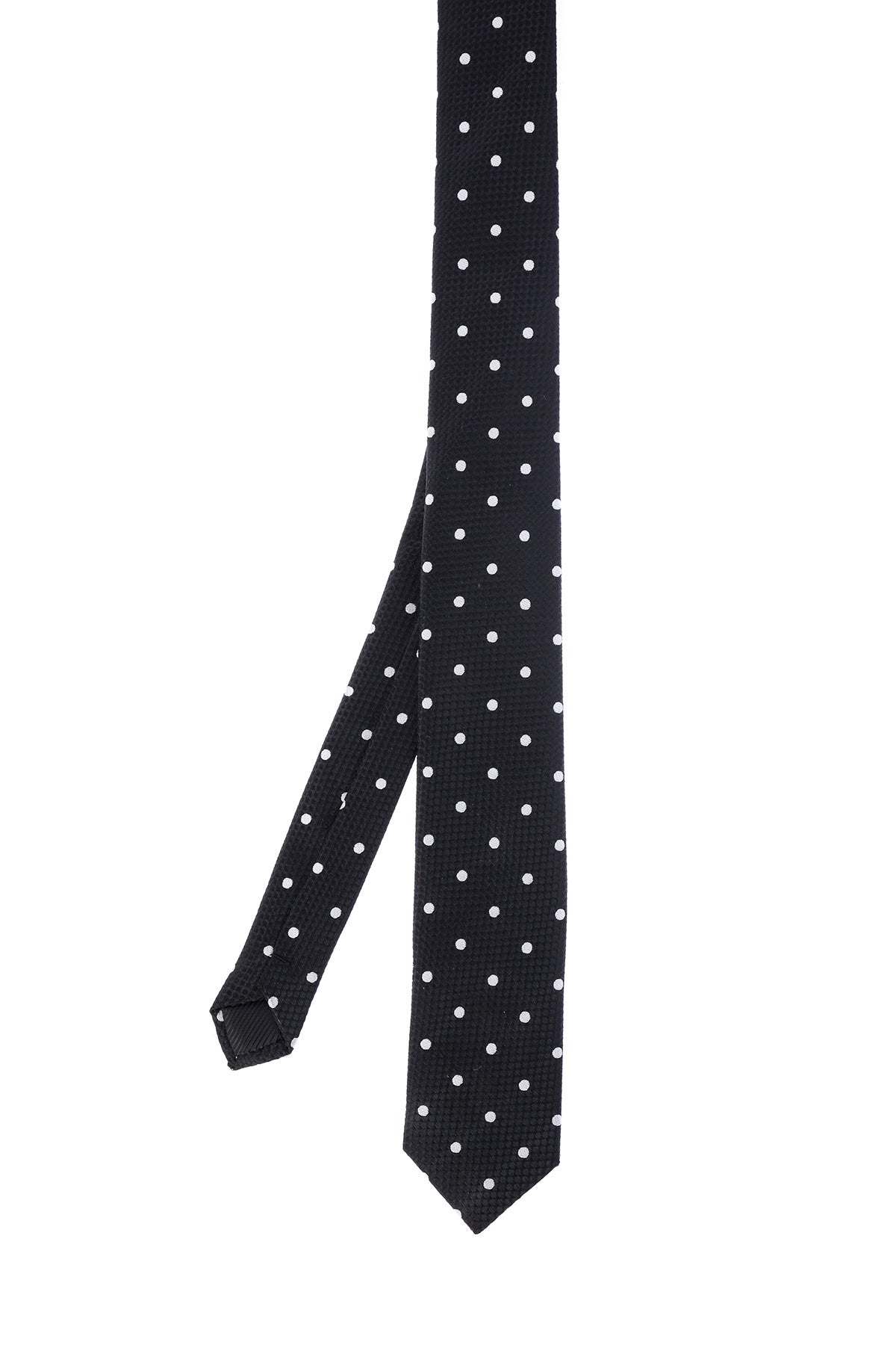 Casual 2.5-inch Black Slim Double Dot Tie - MIB