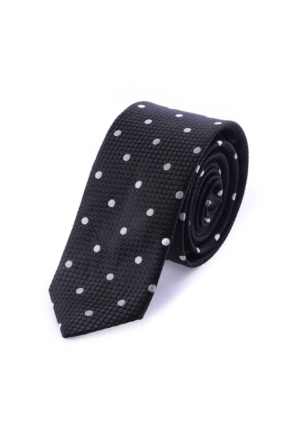 Casual 2.5-inch Black Slim Double Dot Tie - MIB