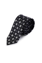 Casual 2.5-inch Black Slim Double Floral Tie - MIB