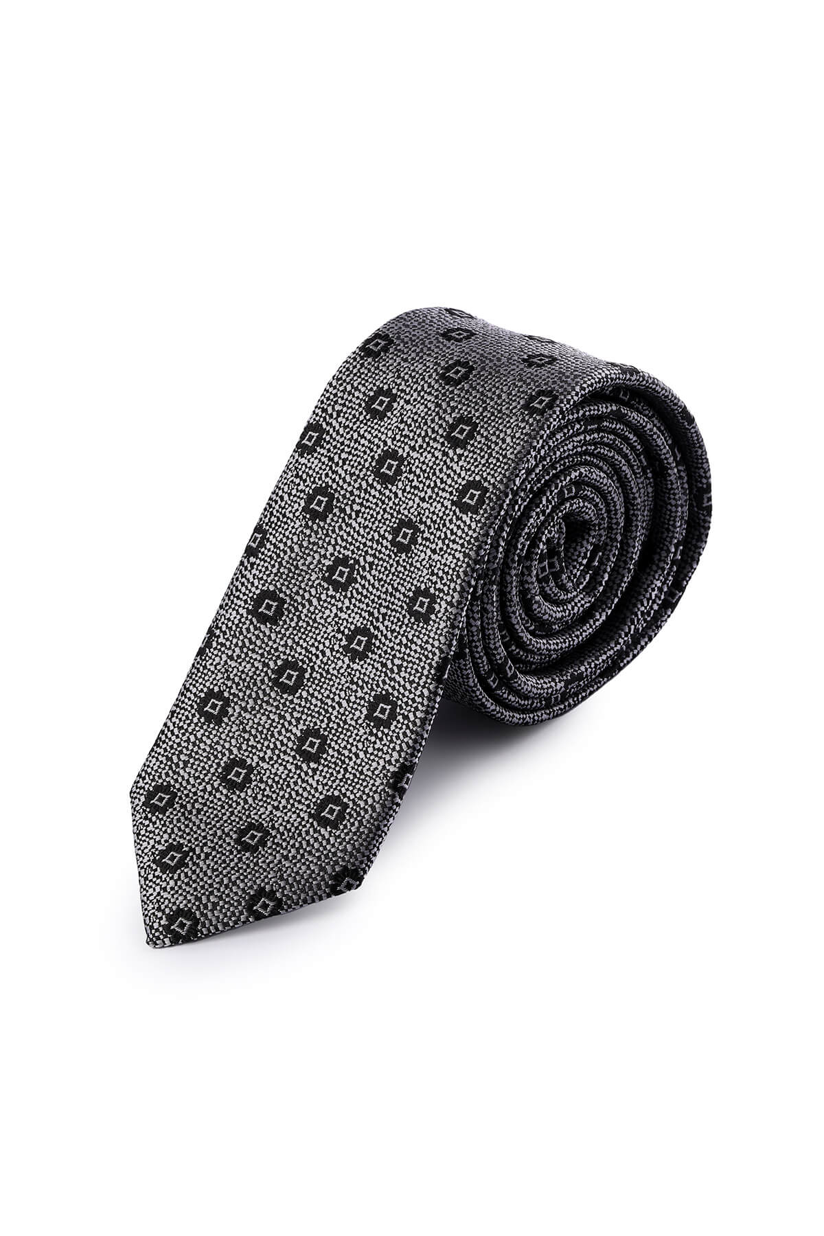 Casual 2.5-inch Gray Slim Square Dot Tie - MIB