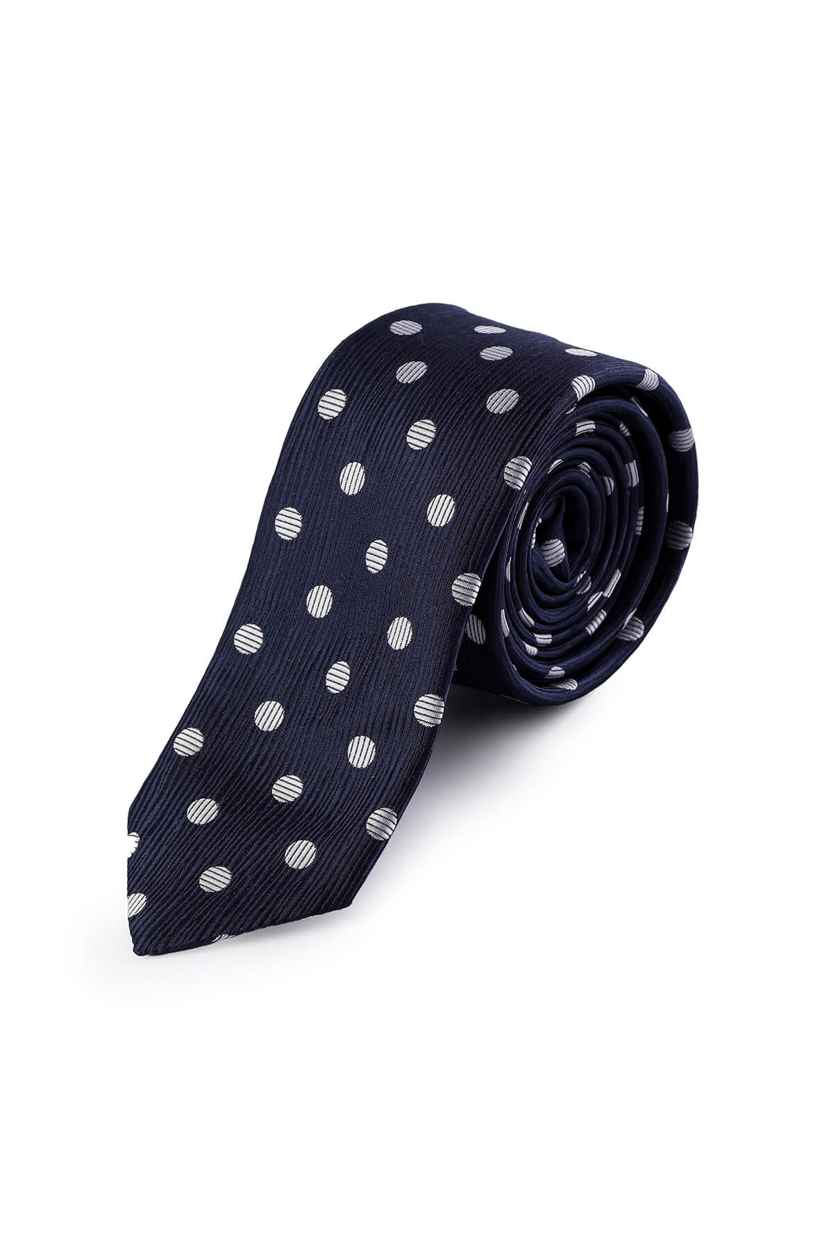 Casual 2.5-inch Navy Slim Dot Striped Tie - MIB