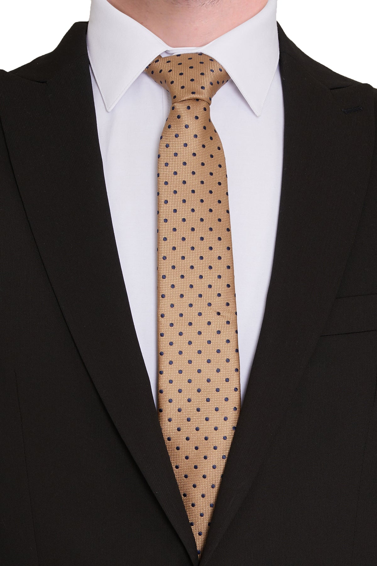 Casual 2.5-inch Slim Gold Tie Beige 12 - MIB