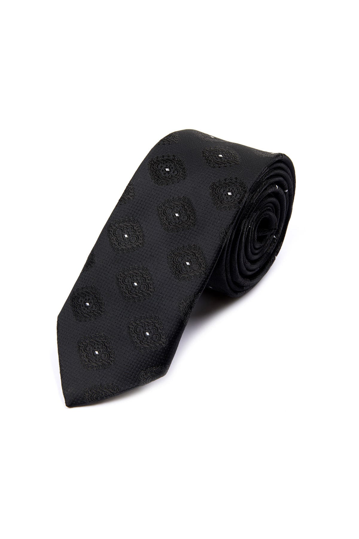 Casual 2.5-inch Slim Gold Tie Black 34 - MIB