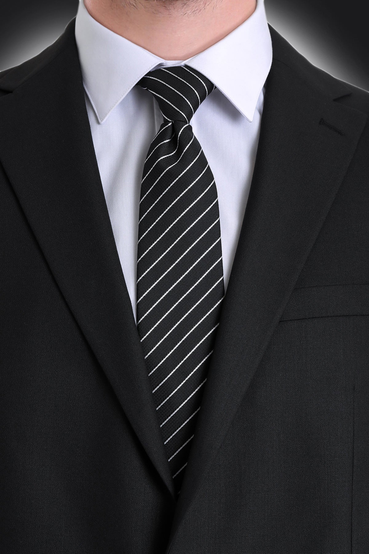 Casual Black 2.75-inch Classic Stripe Tie - MIB