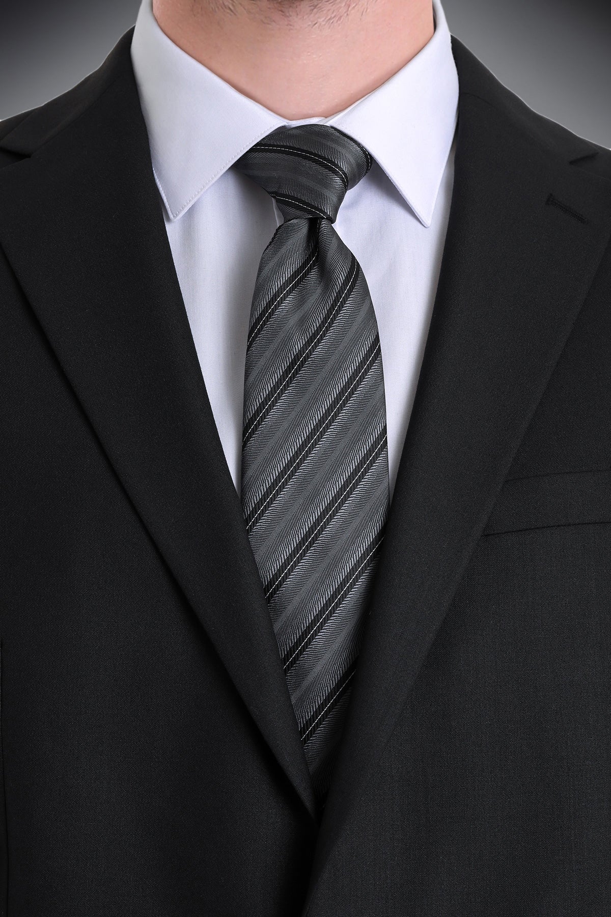 Casual Gray & Black 2.75-inch Stripe Tie - MIB