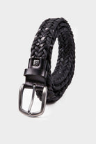 Casual Knitted Leather Black Belt - MIB