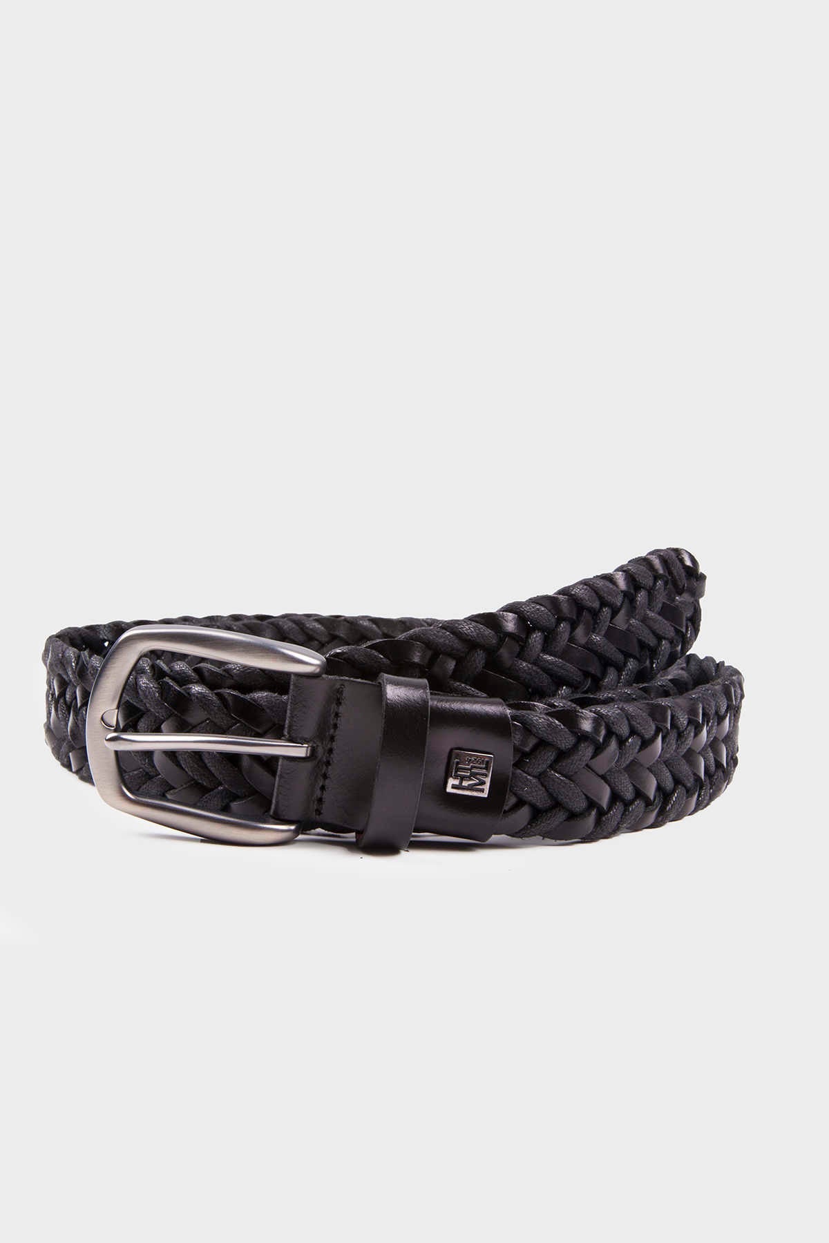 Casual Knitted Leather Black Belt - MIB