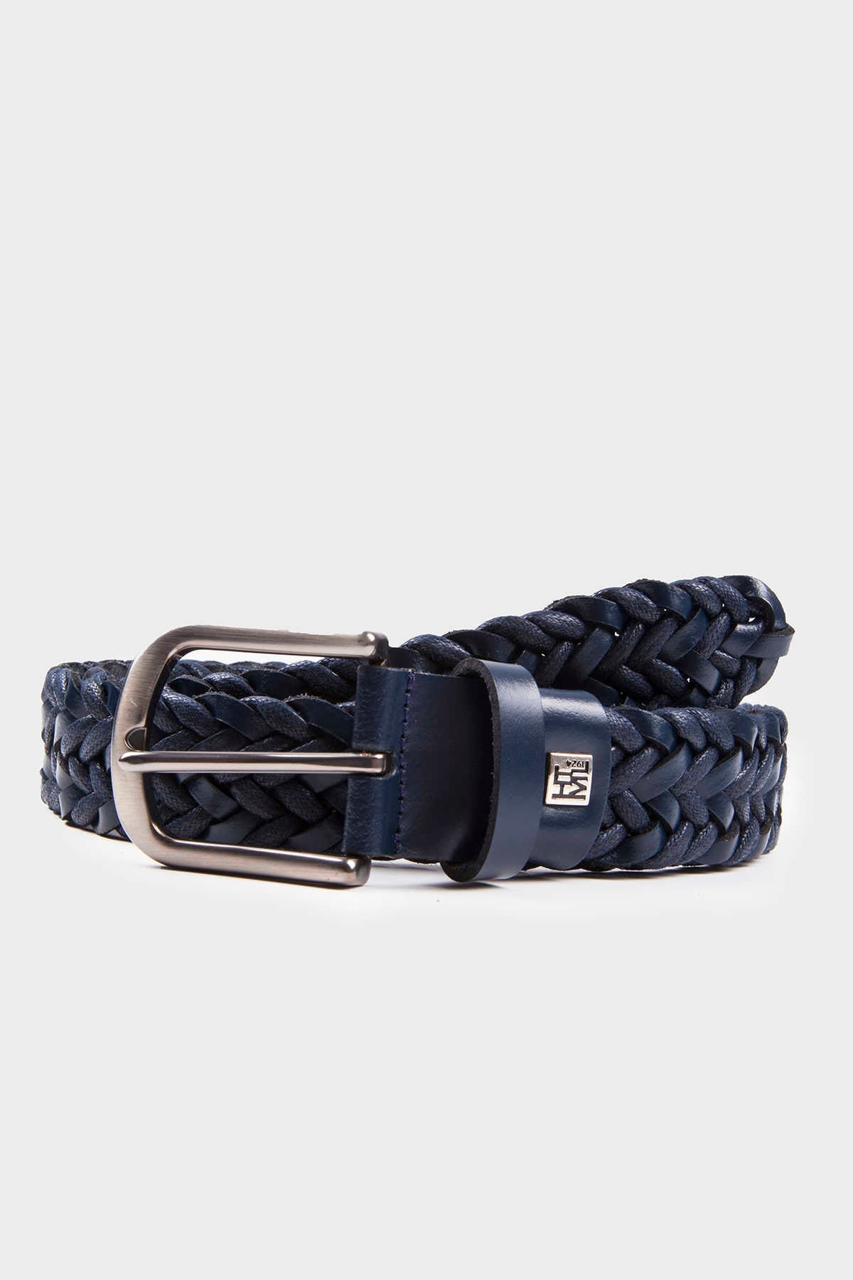 Casual Knitted Leather Navy Belt - MIB