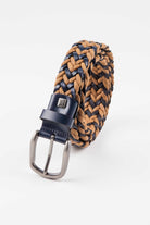 Casual Knitted Leather Navy - Tan Belt - MIB