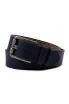 Casual Patterned Leather Black Belt Navy - MIB