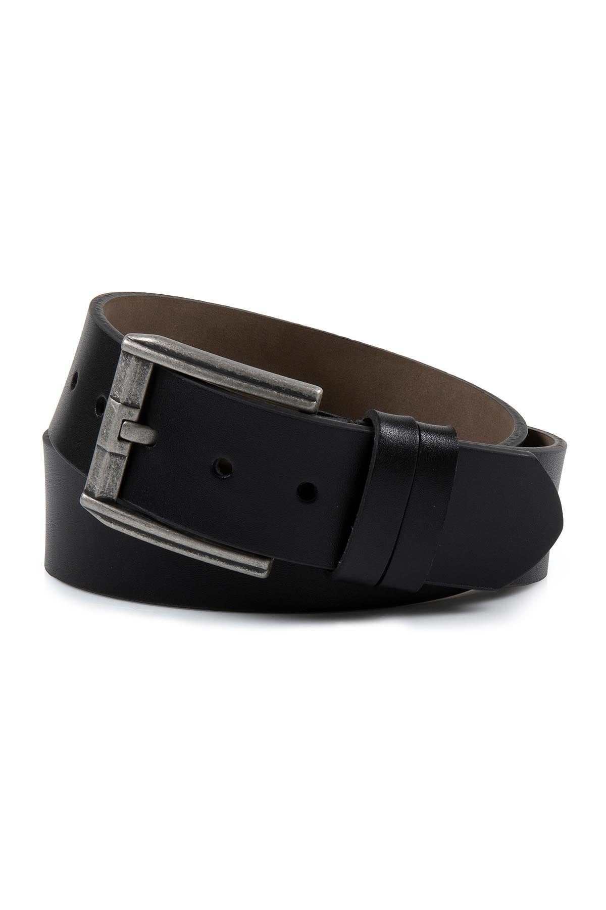 Casual Plain Leather Belt Black - MIB