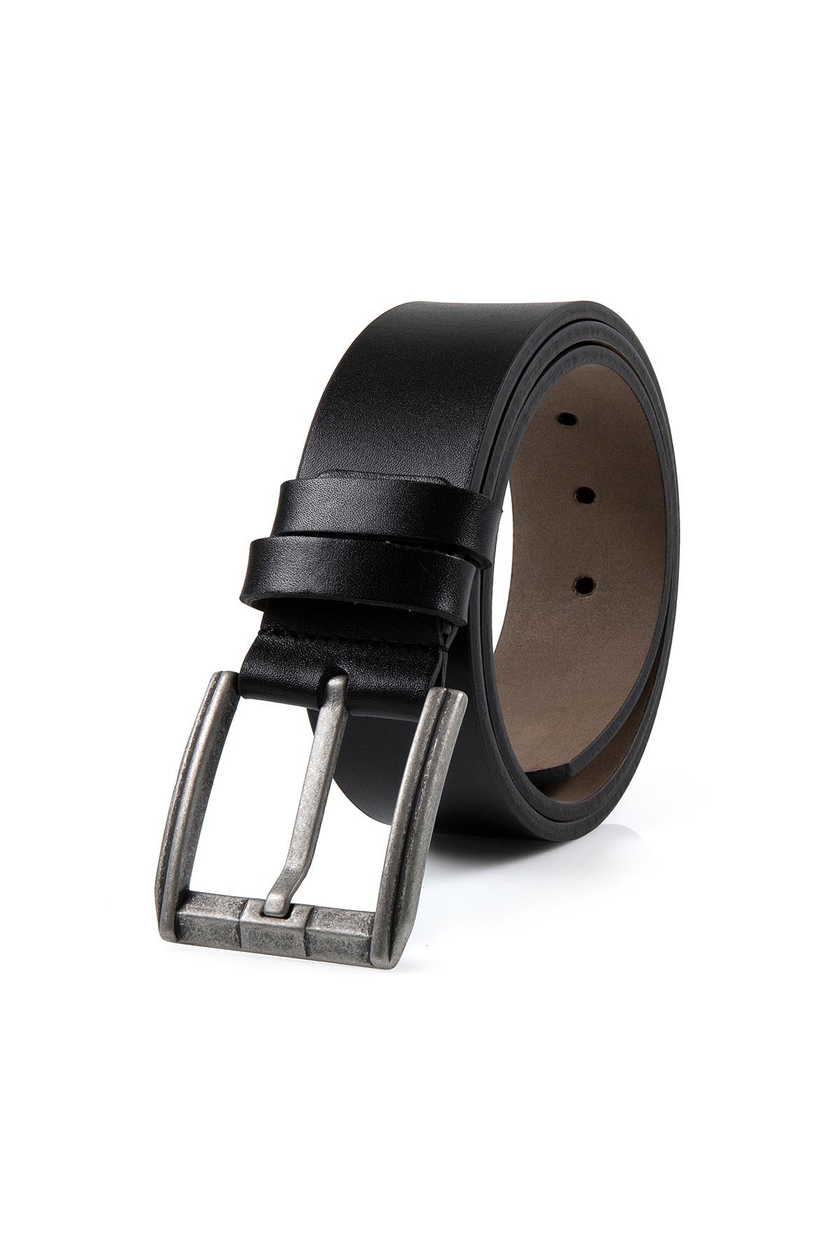 Casual Plain Leather Belt Black - MIB