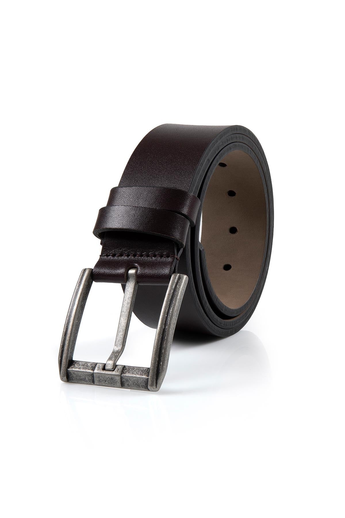 Casual Plain Leather Belt Brown - MIB