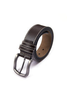 Casual Stitched Brown 100% Leather Belt - MIB