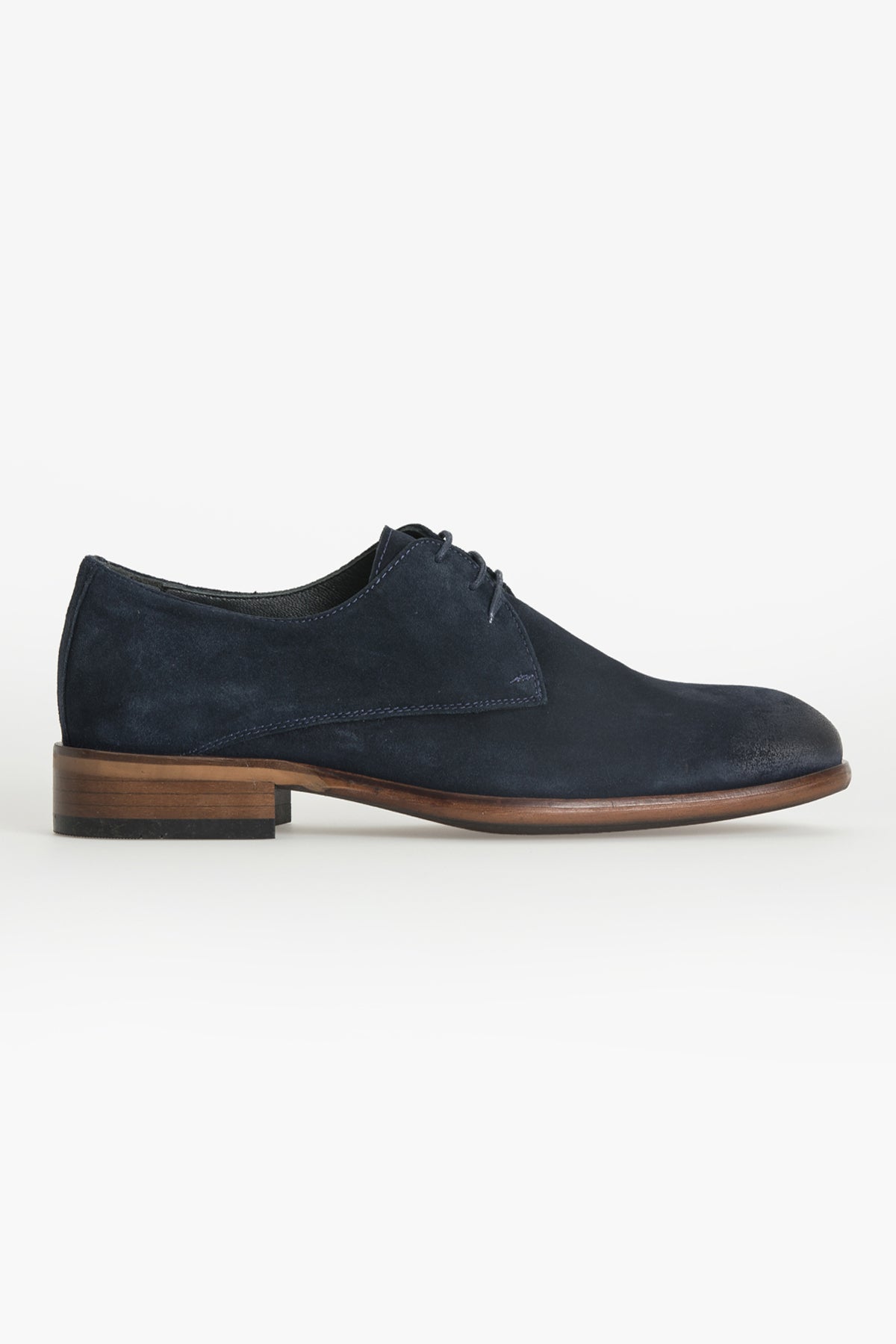 Casual Suede 100% Genuine Leather Navy Lace-Up Shoes - MIB