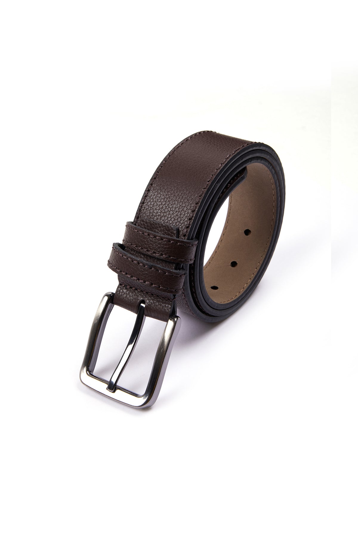 Casual Textured Brown 100% Leather Belt - MIB