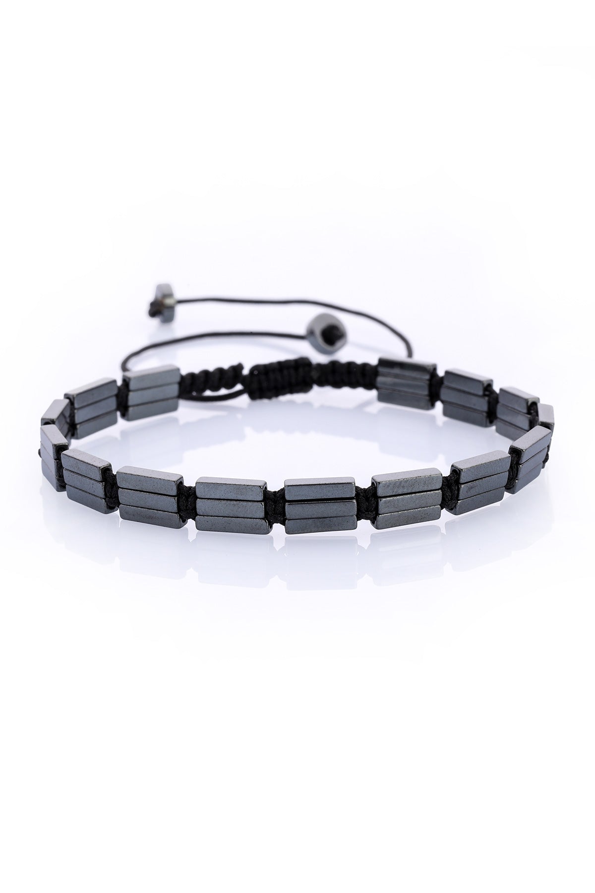 Charcoal Rectangular Bead Hematite Bracelet - MIB