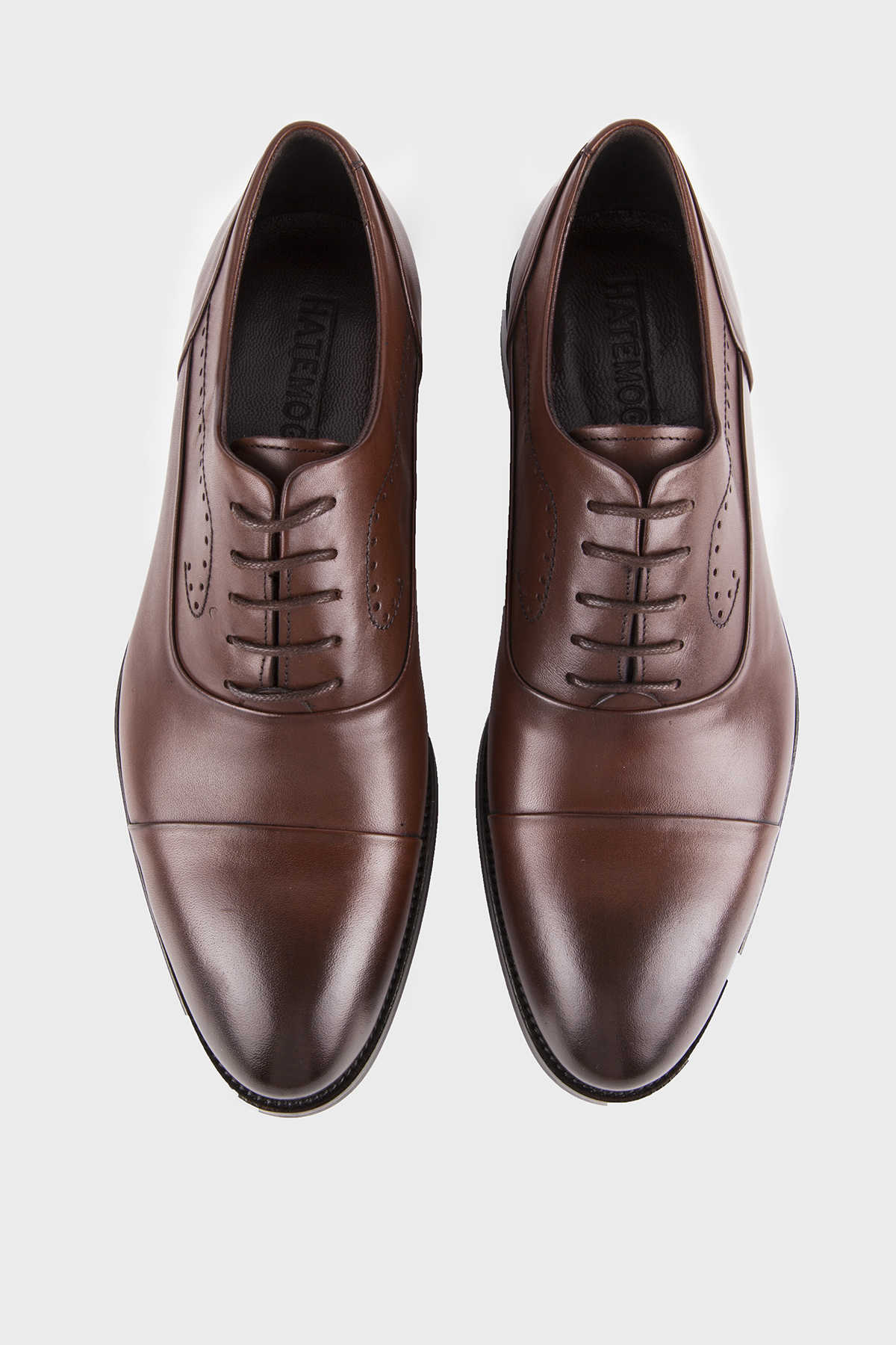 Classic 100% Genuine Leather Brown Cap Toe Lace-Up Shoes