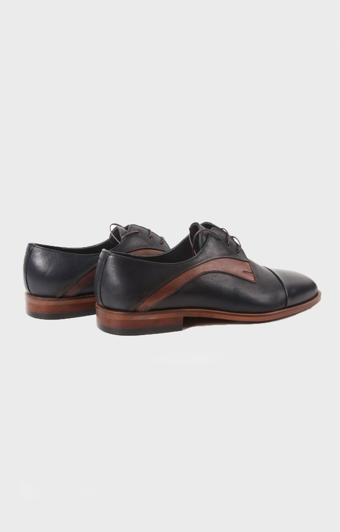 Classic 100% Genuine Leather Navy Aniline Lace-Up Shoes