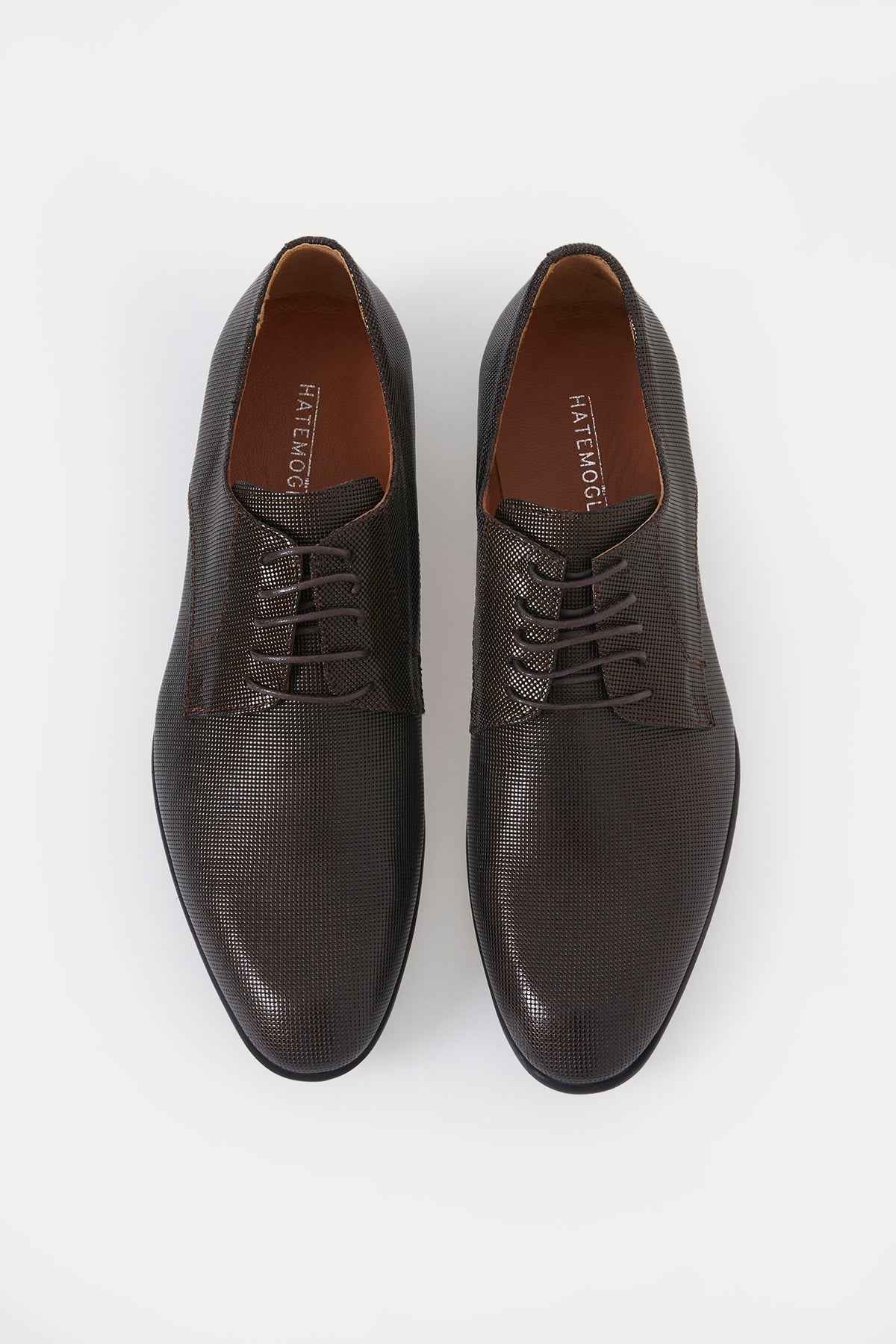 Classic 100% Leather Brown Aniline Textured Lace-Up Shoes