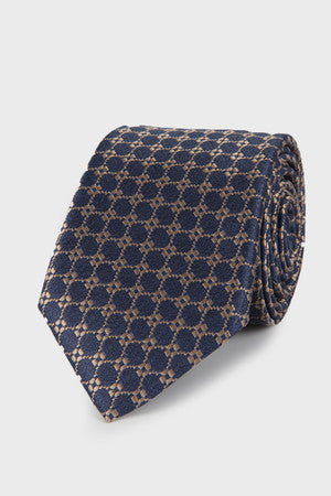 Classic 3-inch Cotton Blend Beige Tie Indigo 2 - MIB