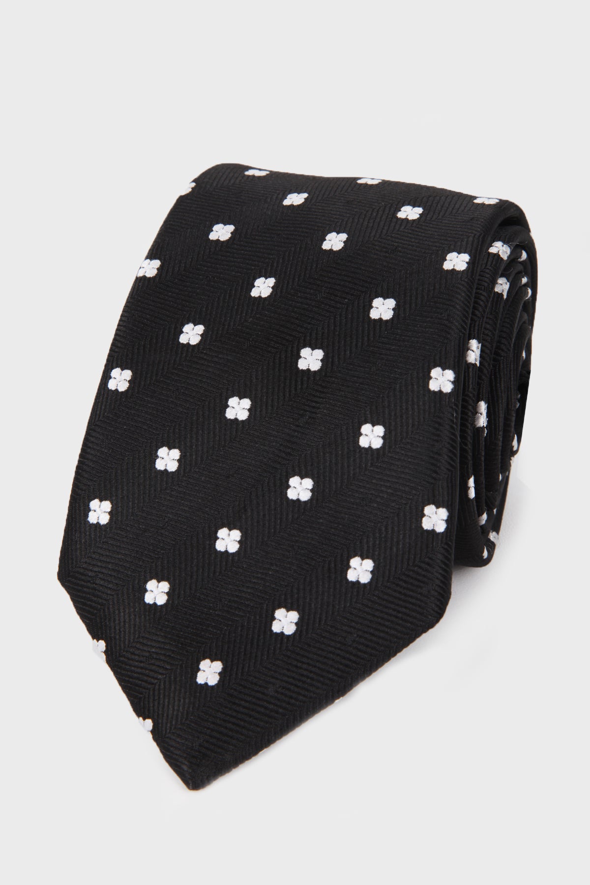 Classic 3-inch Cotton Blend Black Floral Tie - MIB