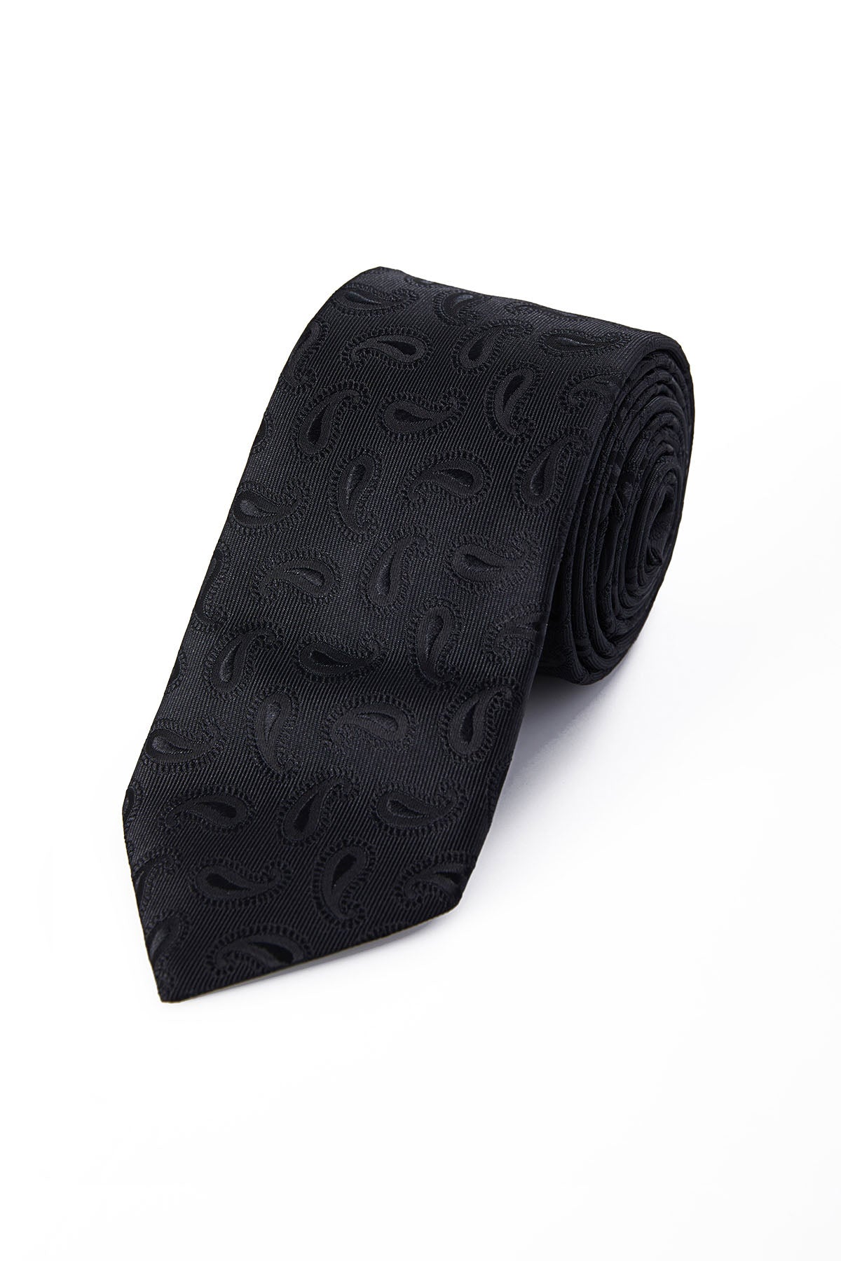 Classic 3-inch Cotton Blend Black Paisley Tie - MIB