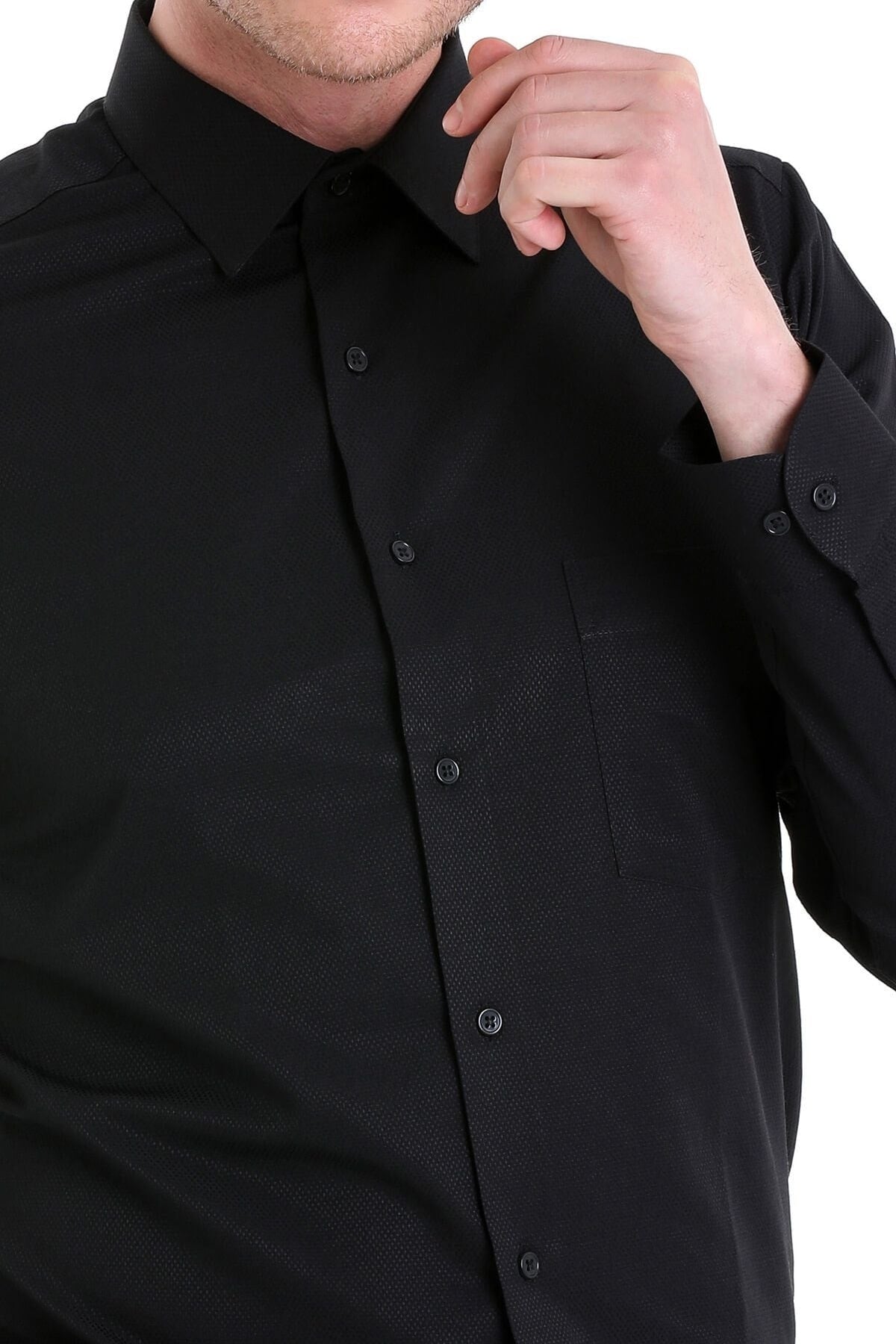 Classic Cotton Blend Black Dress Shirt - MIB