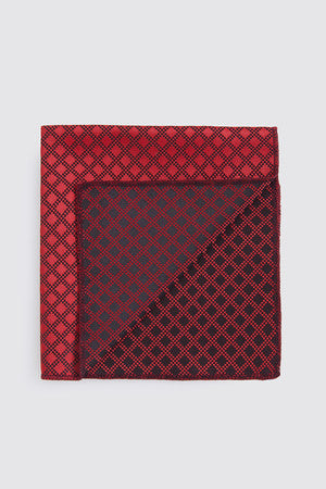 Classic Diamond Burgundy Pocket Square - MIB