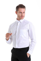 Classic Fit Chest Pocket Cotton Blend White Dress Shirt