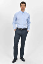 Classic Fit Long Sleeve Cotton Blend Blue Dress Shirt - MIB