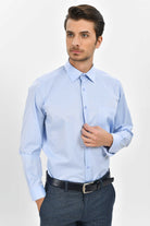 Classic Fit Long Sleeve Cotton Blend Blue Dress Shirt - MIB