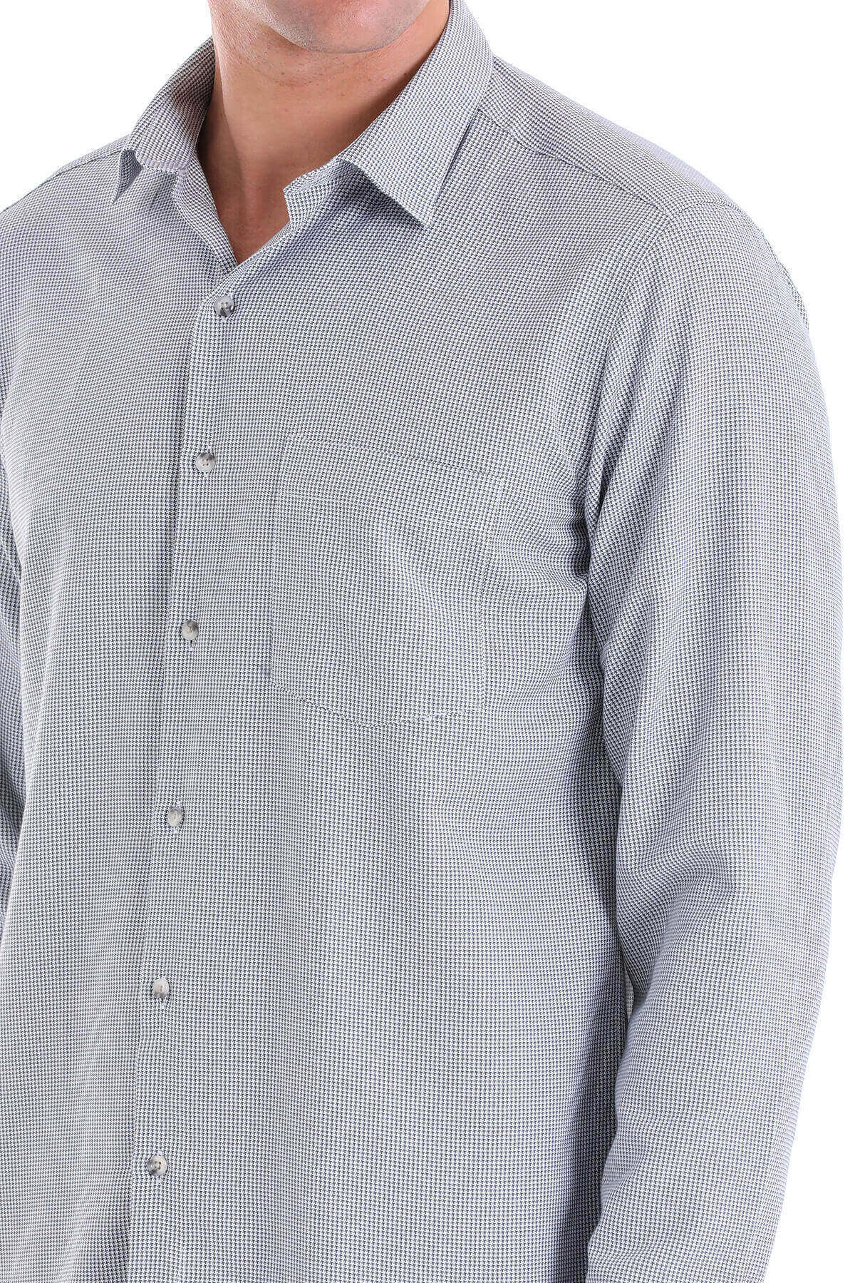 Classic Fit Long Sleeve Cotton Blend Gray Dress Shirt - MIB