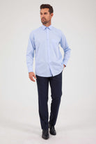 Classic Fit Long Sleeve Cotton Blue Dress Shirt - MIB