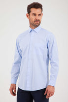 Classic Fit Long Sleeve Cotton Blue Dress Shirt - MIB