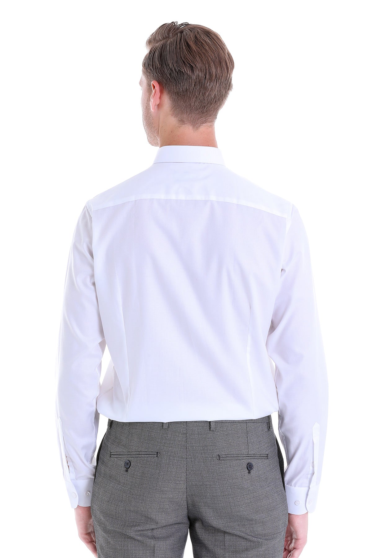 Classic Fit Long Sleeve Cotton White Dress Shirt - MIB