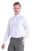 Classic Fit Long Sleeve Cotton White Dress Shirt - MIB