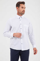 Classic Fit Long Sleeve Printed Cotton Blend Dress Shirt