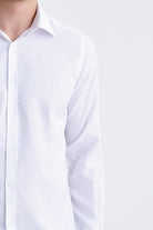 Classic Fit Plain Cotton Blend White Dress Shirt - MIB