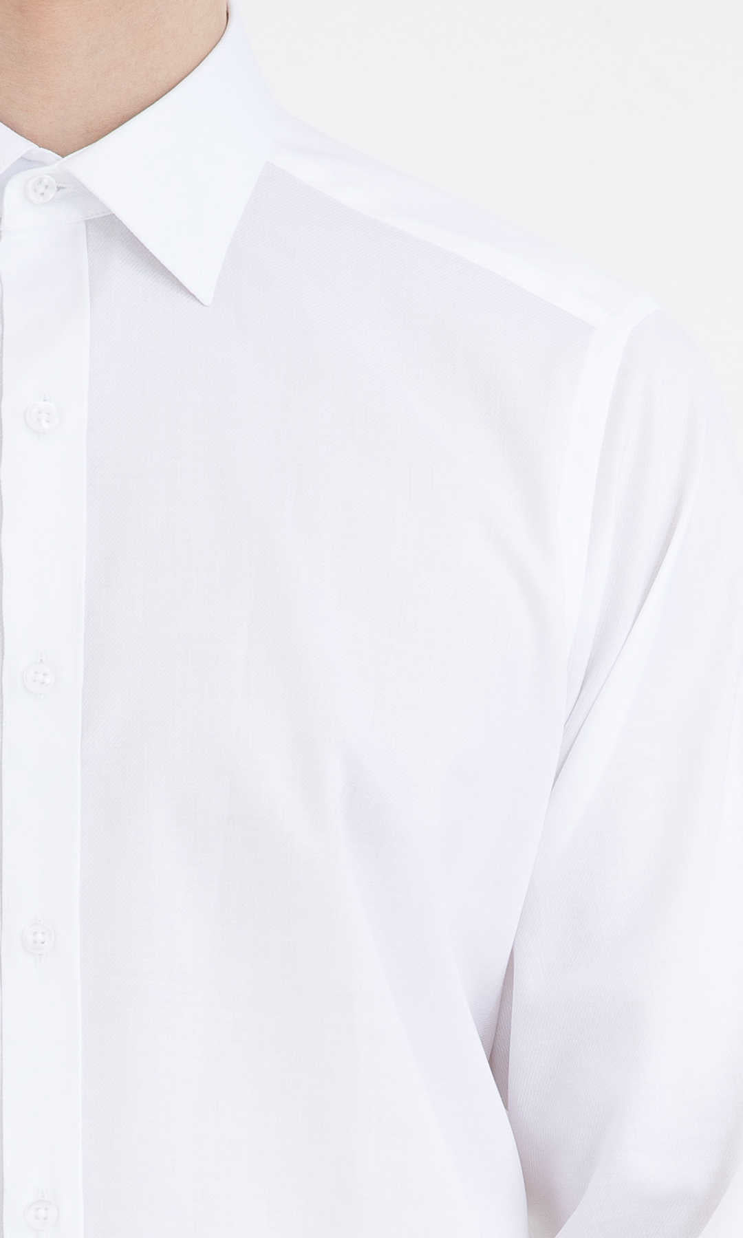 Classic Fit Plain Long Sleeve Cotton White Dress Shirt - MIB