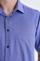 Classic Fit Short Sleeve Cotton Blue Dress Shirt - MIB