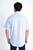 Classic Fit Short Sleeve Cotton Light Blue Dress Shirt - MIB