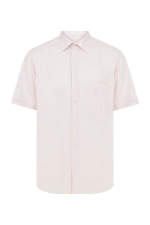 Classic Fit Short Sleeve Cotton Pink Dress Shirt - MIB