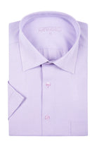 Classic Fit Short Sleeve Patterned Cotton Blend Dress Shirt