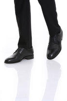 Classic Genuine Leather Black Aniline Cap Toe Lace-Up Shoes